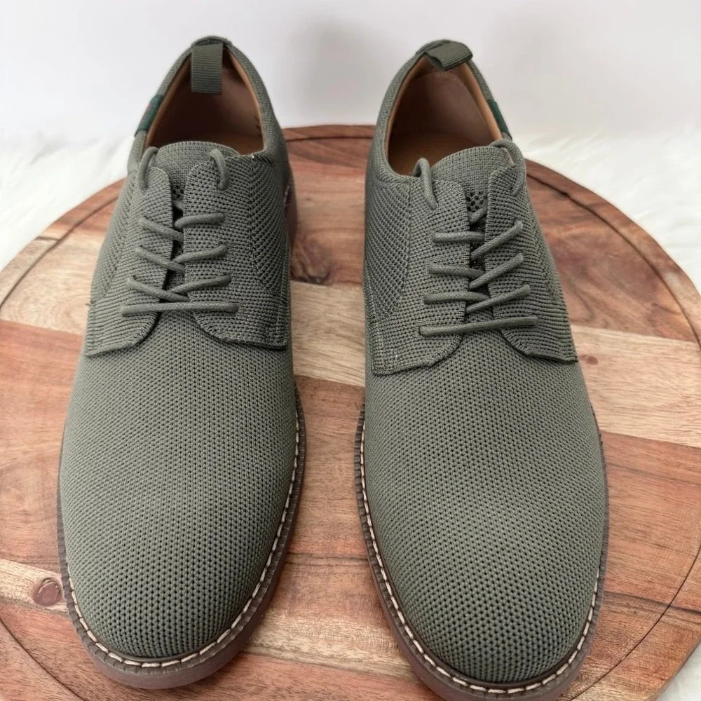 GH Bass Pasadena Knit Buck Mens 9.5M Army Green Oxford Shoes BAZ2B421 NIB